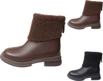 Generic Womens Waterproof Snow Boots Trekking Boots Women Comfortable Classic Water Resistant Shoes Womens Winter Thick Booties Thick Velvet Zipper Mid Tube F