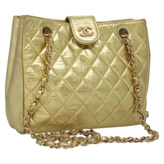Chanel Pre-owned Vintage Nylon Schoudertas - Dames - Pre-owned - Geel - Maat: ONE Size Nylon