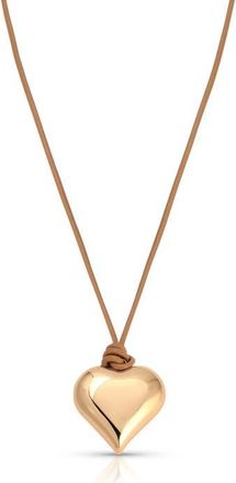 Ettika Puffy Heart Pendant Necklace in Tan And Gold at Nordstrom