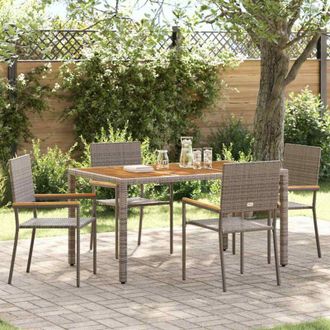 vidaXL Garden Dining Set 5 pcs Grey Poly Rattan vidaXL