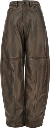 Pinko Pinko - Papavero Broek - Dames - Broeken - Bruin - Maat: L Leer