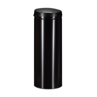 Relaxdays Relaxdays - Cubo Basura Cocina Redondo Con Sensor, Acero, Negro, 80 X 30 Cm
