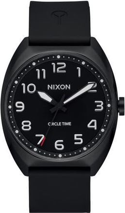 Nixon Mullet Silicone Strap Watch in Black /Black at Nordstrom Rack
