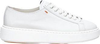 Santoni Leren Sneakers met Sluiting aan de Voorkant - Dames - Sneakers - Wit - 39 1/2 EU - Leer - Schoenen