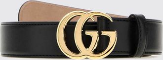 Gucci Cintura GG Marmont in pelle liscia con fibbia Doppia G dorata