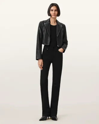 AllSaints Landers Slim Fit Leather Biker Jacket