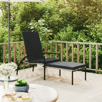 vidaXL Vidaxl - Lettino Prendisole con Poggiapiedi in Rattan pe Grigio