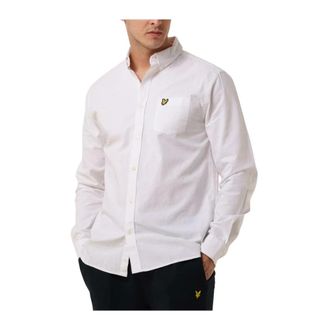 Lyle & Scott Casual Katoen Linnen Button Down Overhemd - Heren - Casual Overhemden - Wit - S - Katoen - Overhemden