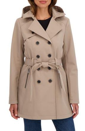 Sebby Water-Resistant Hooded Double-Breasted Trench Coat in Driftwood at Nordstrom Rack, Size X-Large
