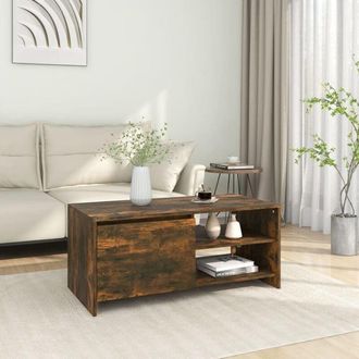 vidaXL Coffee Table Smoked Oak 102x50x45 cm Engineered Wood Vidaxl