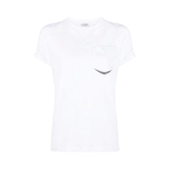 Brunello Cucinelli T-shirt Monili con perline - - Tops - Donna - Bianco - L