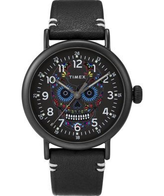 Timex Waterbury Standard Dia De Los Muertos Mens Black Watch TW2U95200 Leather - One Size