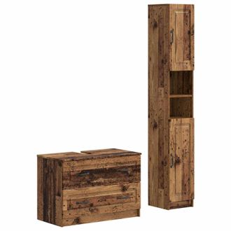 vidaXL Juego De Gabinete De Ba&ntilde;o De 2 Piezas Utrecht Madera Envejecida Vidaxl