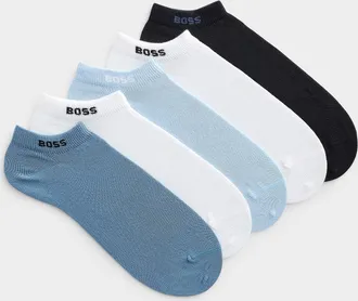 BOSS Mens Comfortable solid ped socks 5-pack