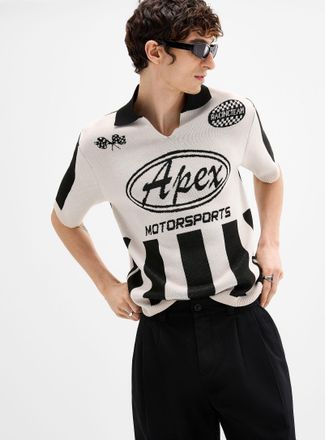 Djab Mens Racing stripe jacquard knit jersey