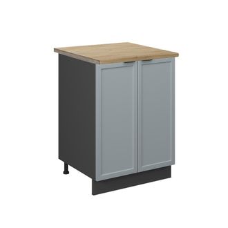 Vicco Mueble Bajo De Cocina Fame-line, Azul Claro-gris, 60 Cm, Et Roble