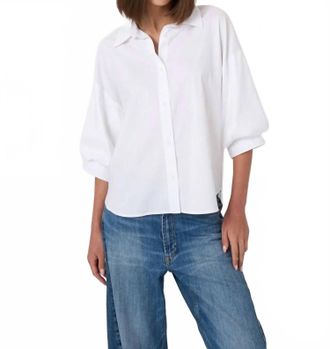 Repeat Stretch Cotton Poplin Blouse In White