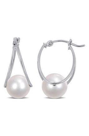 Delmar Sterling Silver 8-8.5mm White Freshwater Cultured Pearl Drop Earrings at Nordstrom Rack