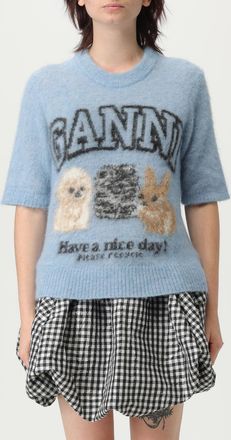 Ganni Maglia a girocollo in Alpaca con logo Ganni