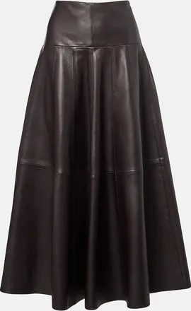Nour Hammour Daria leather midi skirt