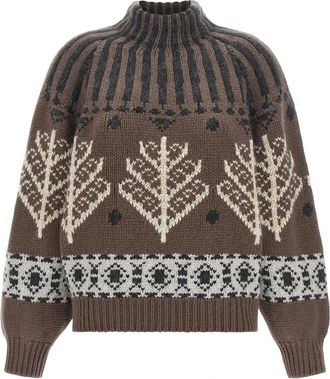 Brunello Cucinelli Su&eacute;ter de cuello alto Nordic Heritage - Knitwear - Mujer - Marr&oacute;n - XS