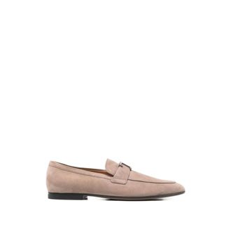 Tod's Tods, Loafers, male, Beige, Size: 11 US T-plaque Slip-on Loafers