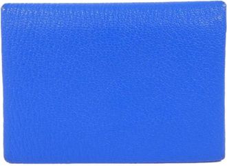 Herm&egrave;s Blue Hydra Chevre Leather Coin Purse/Coin Case (Pre-Owned)