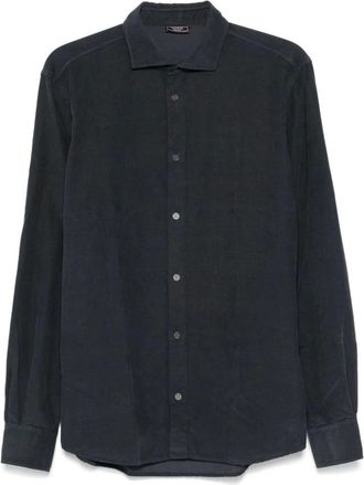 PESERICO Peserico, Casual Shirts, male, Blue, Size: 2XL Prussian Blue Corduroy Shirt
