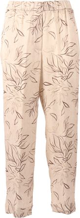 PESERICO Woman Trousers Leaf Pattern Straight-Leg Pants