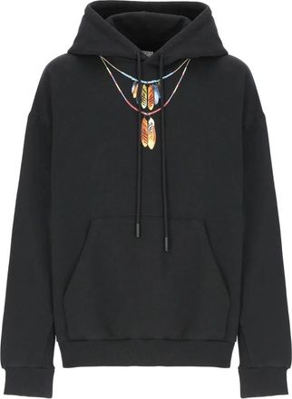 Marcelo Burlon Zwarte Hoodie met Print aan de Voorkant - Heren - Hoodies - Zwart - S - Katoen - Hoodies & sweatvesten