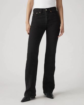 Levi's Wedgie Jeans Womens Black Denim Bootcut Leg Button Fly JAX1166