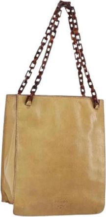Prada Pre-owned Vintage Tote Bag - Dames - Vintage Shopper - Beige - ONE Size - Leer - Vintage