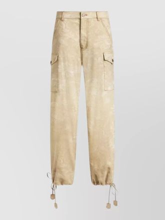 Etro jacquard canvas cargo trousers button pockets