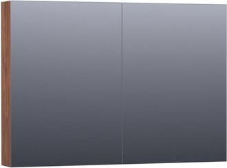 Marcel Breuer Impress Deluxe spiegelkast - 100x70x15cm - interne en externe verlichting - 2 dubbelzijdige spiegeldeuren - Forest Cacao