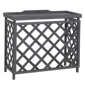 Hhg [nunca Usado] Revestimiento Para Aire Acondicionado/intercambiador De Calor Hhg-070, Cubierta De Madera Con Certificaci&oacute;n Mvg, 78 X 90 X 45 Cm, Gris A