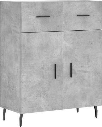 vidaXL Aparador de madera de ingeniería gris hormigón 69,5x34x90 cm vidaXL