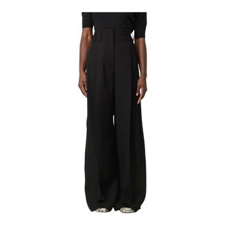 Jil Sander Broeken, Dames, Zwart, XS, High-Waisted Wide Leg Broeken