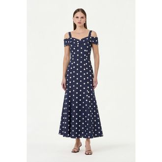 Nicholas Ivana Dress in Navy Polka Dot at Nordstrom, Size 12