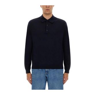 Sunflower Polo Shirts, male, Blue, Size: S Long Sleeve Knitted Polo Shirt