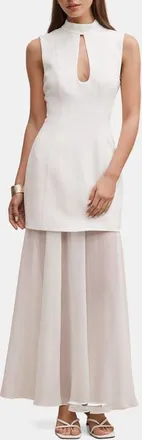 Ever New Cutout High Neck Chiffon Maxi Dress in Porcelain at Nordstrom, Size 10