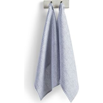 Solino Home Linen Kitchen Towels Set of 2, 17 x 26 - Narrow Stripe in Navy And White at Nordstrom