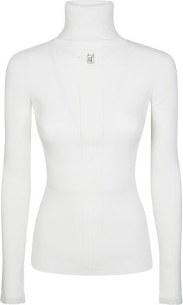 Elisabetta Franchi Ribbed Knit Metallic Wool-Blend Turtleneck