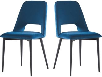 Habitat et Jardin Habitat Et Jardin - Lote De 2 Sillas De Terciopelo fedora - Azul Oscuro
