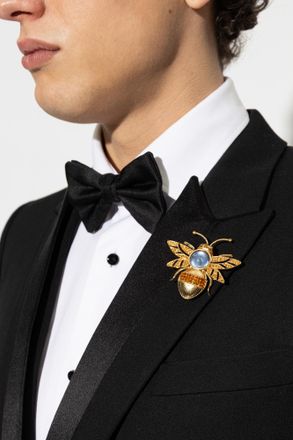 Dolce & Gabbana Brooch With Shimmering Crystals, Mens, Gold