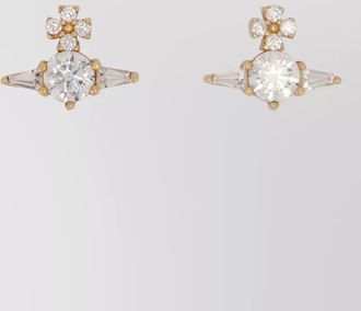 Vivienne Westwood crystal geometric earrings gold tone finish