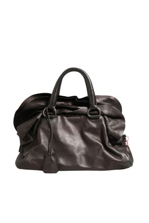 Prada Metallic Nappa Leather Ruffle Shoulder Womens Bag (Pre-Owned)