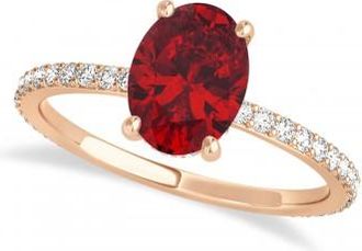 Allurez Oval Ruby & Diamond Hidden Halo Engagement Ring 18k Rose Gold (0.76ct)