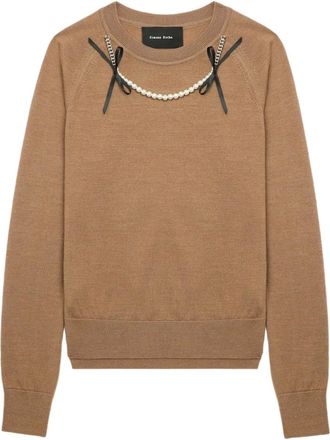 Simone Rocha Maglione con maniche raglan e decorazione - Marrone