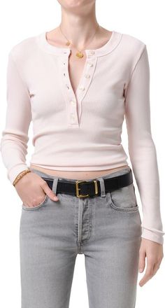 Citizens Of Humanity Varra Rib Henley in Pink Peppercorn Lt Pink at Nordstrom, Size X-Small