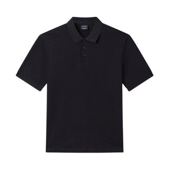 A|X Armani Exchange Polo Shirts, male, Black, Size: XL Mercerized Cotton Jacquard Polo